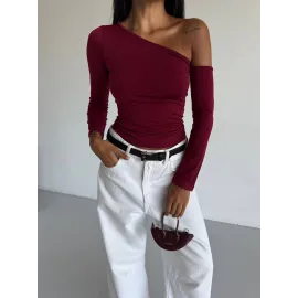 Omuz Detaylı Kollu Bluz Bordo F2336 (Beden: S)