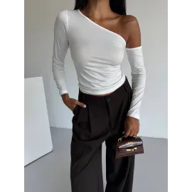 Omuz Detaylı Kollu Bluz Beyaz F2336 (Beden: M)