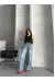 Palazzo Straight Kar Yıkama Jeans Pantolon Mavi D2008 (Beden: 38)