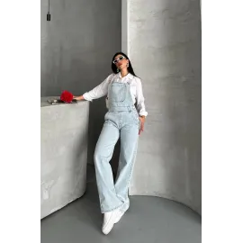 Pantolon Kar Yıkama Salopet Mavi D2514 (Beden: 36)