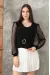 Tokalı Tül Kollu Bluz Siyah T4071 (Beden: S)