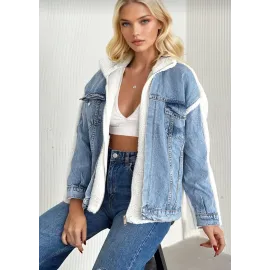 Kürklü Kot Ceket Mavi T7009 (Beden: Xl)