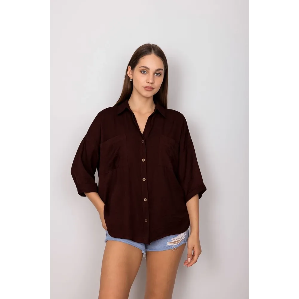 Cepli Salaş Gömlek Koyu Kahve T1010 (Beden: L)