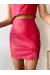 Tek Yırtmaçlı Arkadan Fermuarlı Deri Etek Fuşya S24475 (Beden: L)