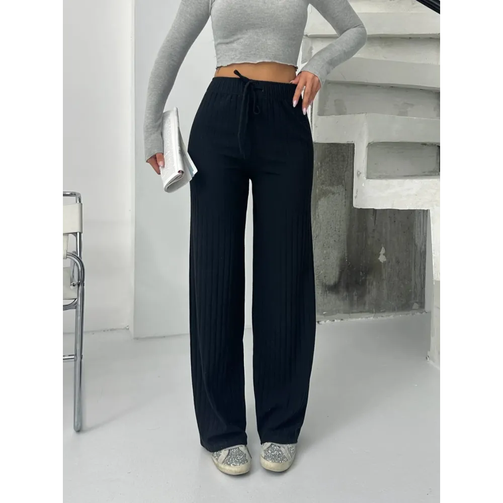 Fitilli Şardonlu Pantolon Siyah A4058 (Beden: L)