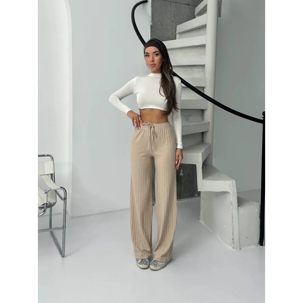 Fitilli Şardonlu Pantolon Bej A4058 (Beden: M)