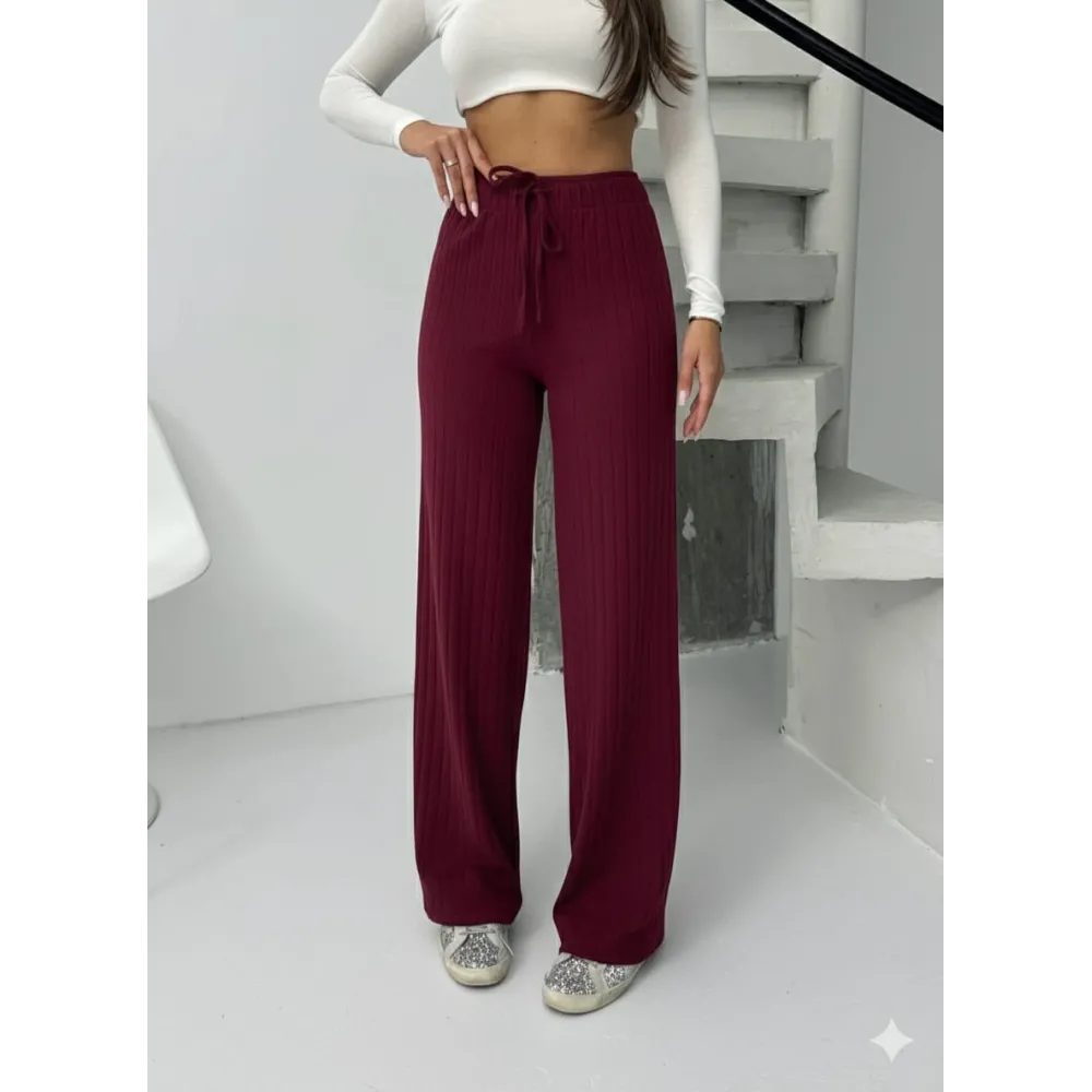 Fitilli Şardonlu Pantolon Bordo A4058 (Beden: S)