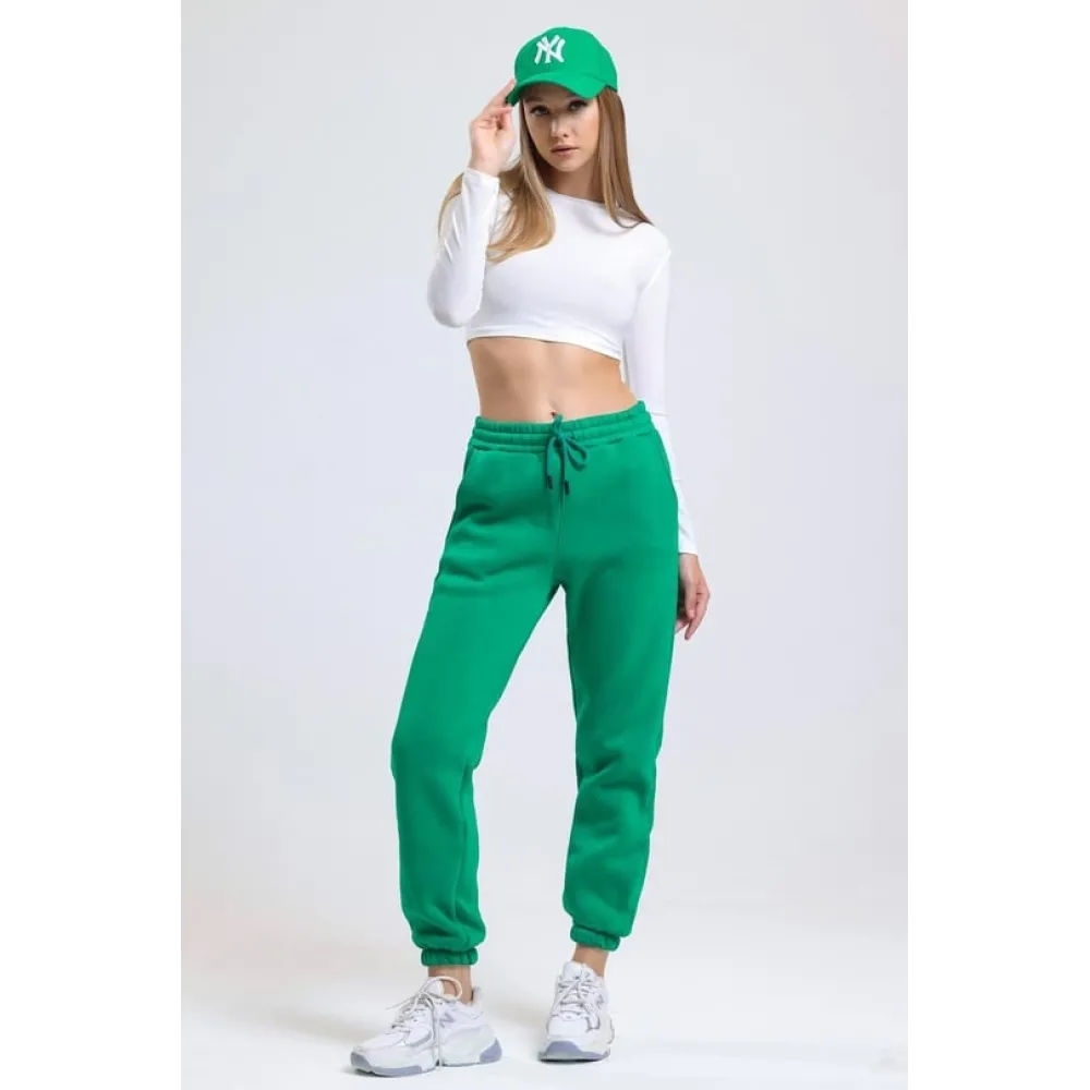 3 İplik Şardonlu Paça Lastikli Eşofman Yeşil İs001 (Beden: M)