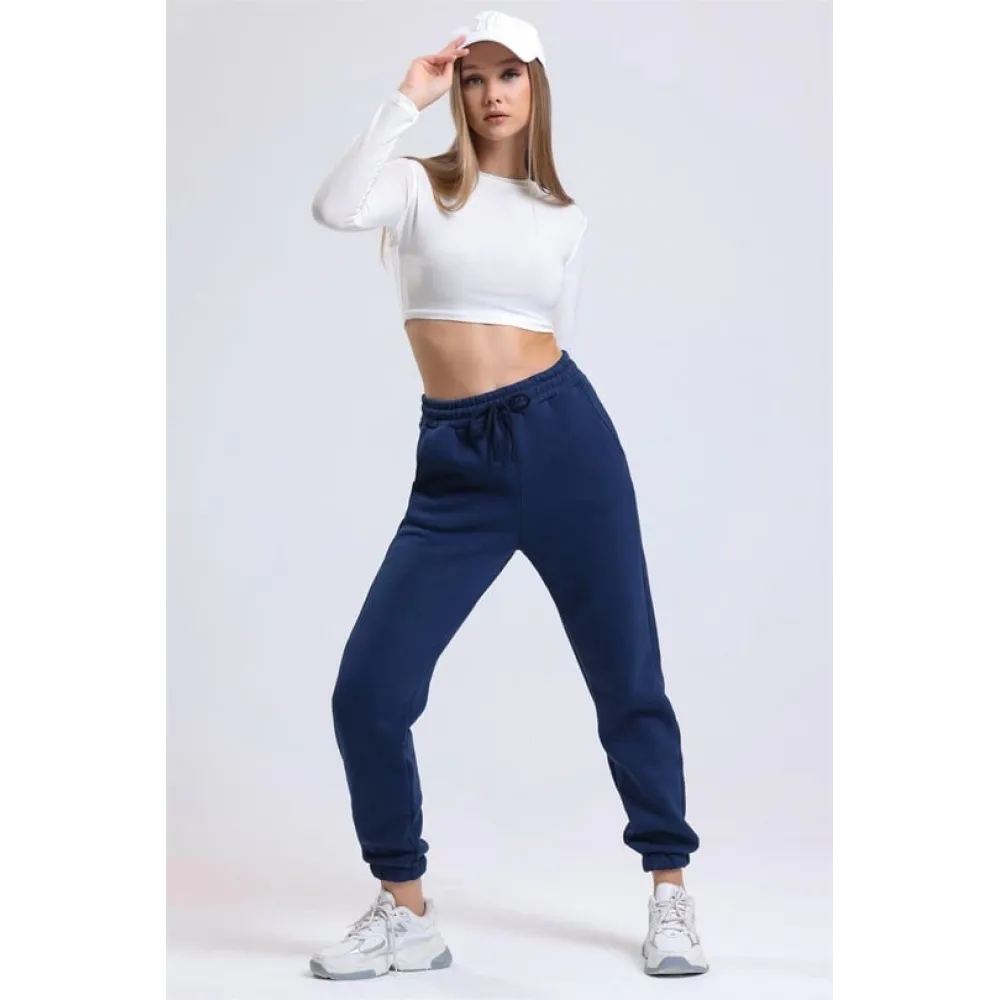 3 İplik Şardonlu Paça Lastikli Eşofman Lacivert İs001 (Beden: M)