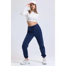 3 İplik Şardonlu Paça Lastikli Eşofman Lacivert İs001 (Beden: M)