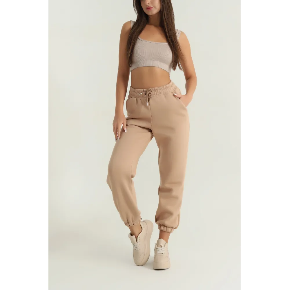 3 İplik Şardonlu Paça Lastikli Eşofman Bisküvi İs001 (Beden: M)