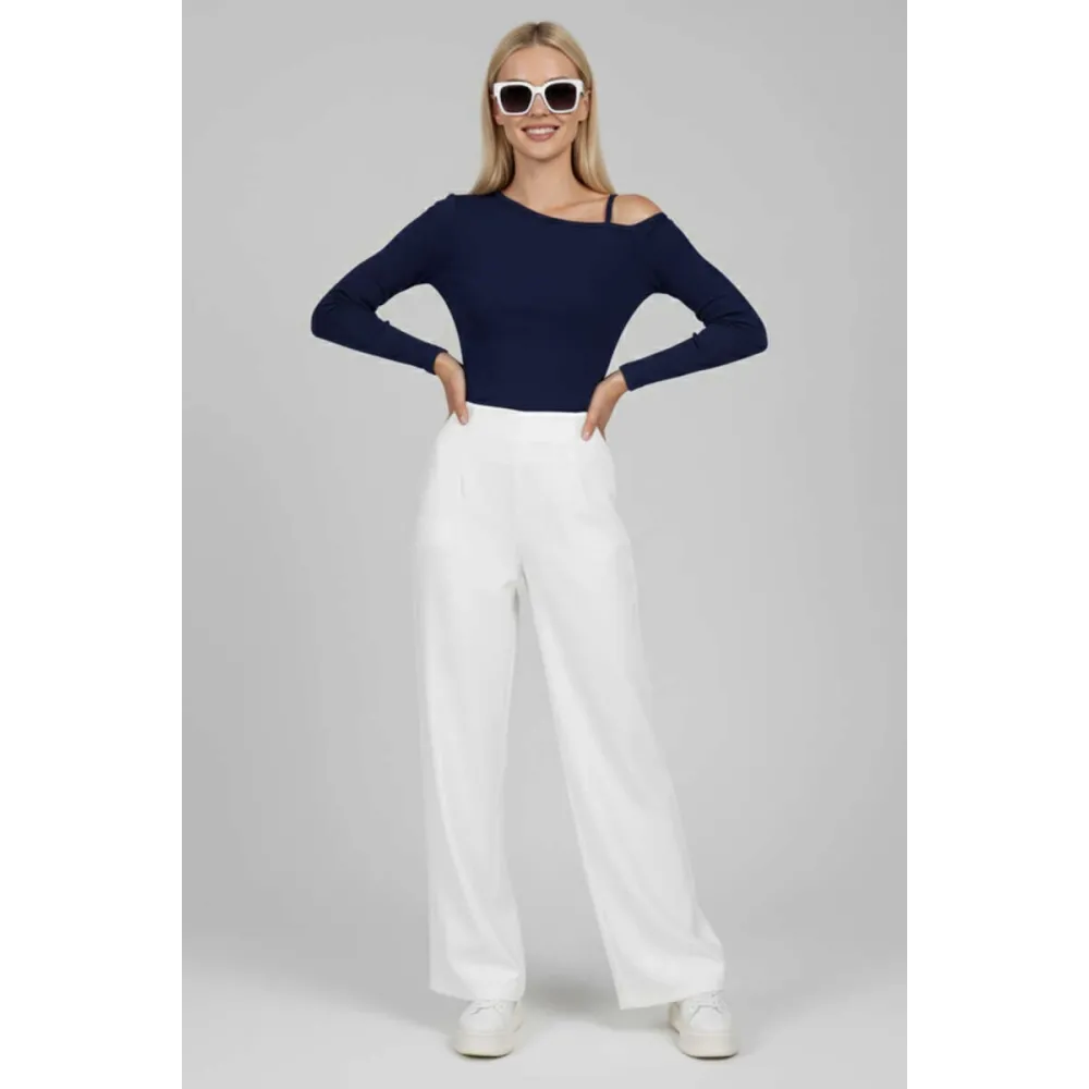 Tek Omuz İpli Bluz Lacivert T4328 (Beden: Xl)