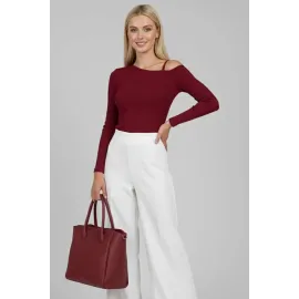 Tek Omuz İpli Bluz Bordo T4328 (Beden: Xl)