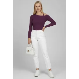 Tek Omuz İpli Bluz Mürdüm T4328 (Beden: L)