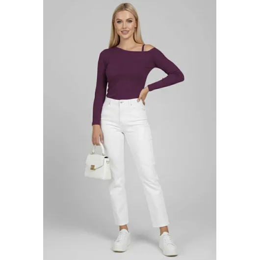 Tek Omuz İpli Bluz Mürdüm T4328 (Beden: L)