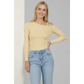Tek Omuz İpli Bluz Sarı T4328 (Beden: Xl)
