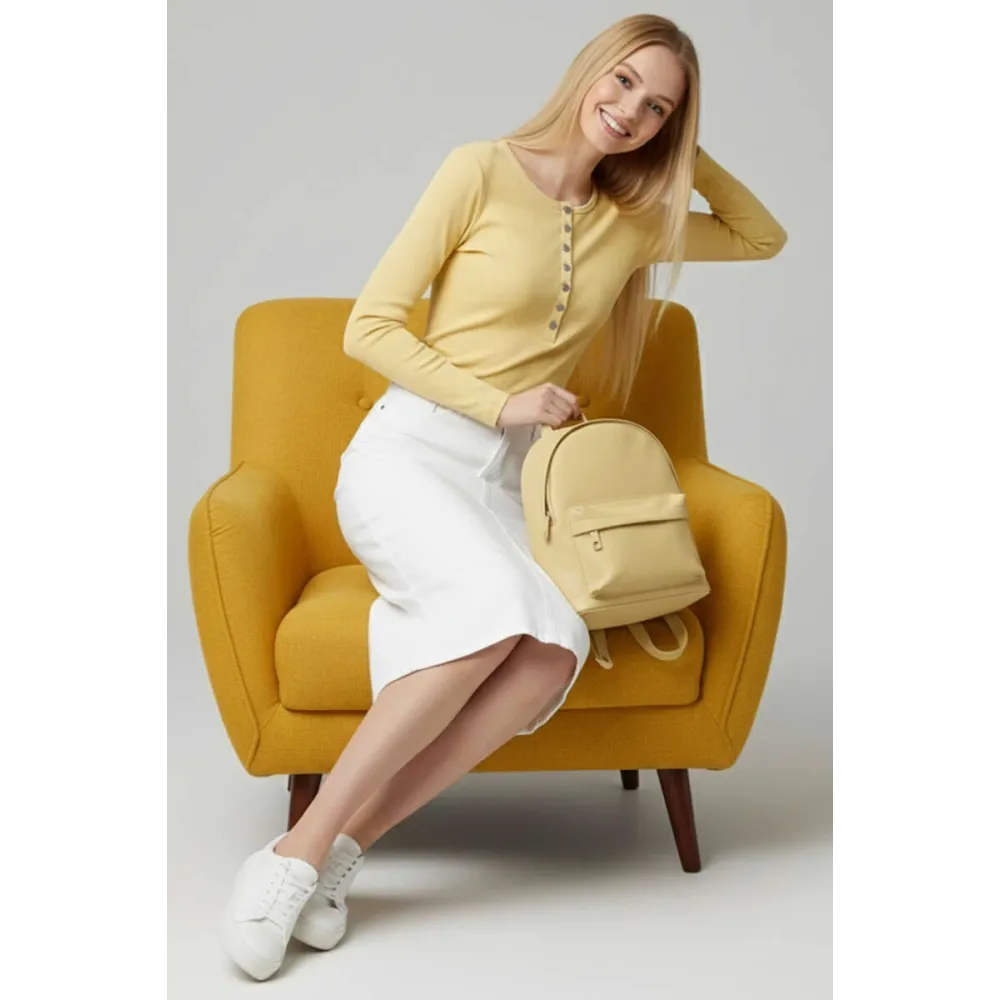 Çıtçıt Detaylı Bluz Sarı T4343 (Beden: L)