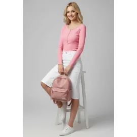 Çıtçıt Detaylı Bluz Pembe T4343 (Beden: L)