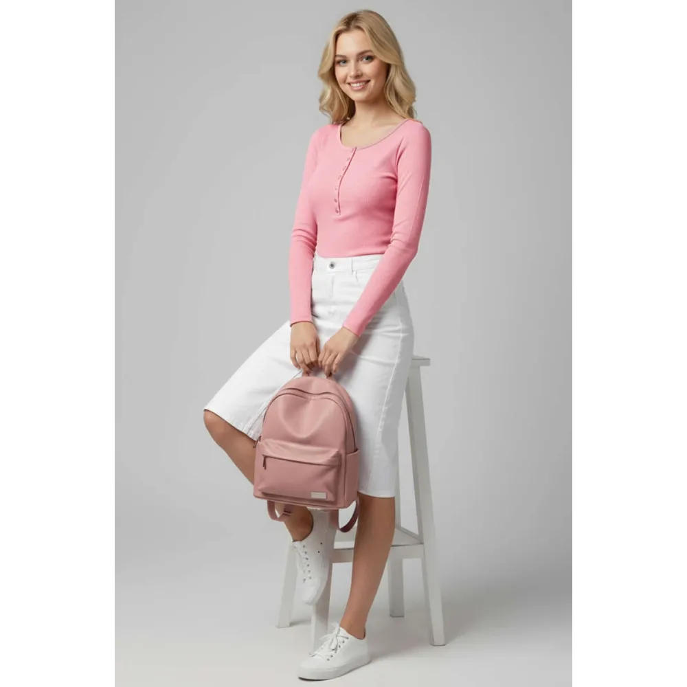 Çıtçıt Detaylı Bluz Pembe T4343 (Beden: Xl)