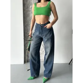 Baggy Süper Taş Bıyık Yıkama Kahve Tint Jeans Pantolon D2007 (Beden: 42)