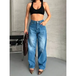 Baggy Süper Taş Bıyık Yıkama Mavi Jeans Pantolon D2007 (Beden: 34)