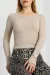 Bisiklet Yaka Parmak Geçmeli Kaşkorse Bluz Bej A3829 (Beden: M)