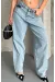 Baggy Kar Yıkama Buz Mavi Jeans Pantolon D2007 (Beden: 36)