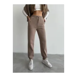 3 İplik Şardonlu Paça Lastikli Eşofman Vizon İs001 (Beden: Xl)