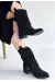 Canty Siyah Süet Körüklü Topuklu Çizme (Numara: 36)
