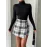 İki Düğmeli Şort Ch Kumaş Etek Ekoseli Siyahbeyaz H26414 (Beden: Xl)