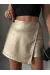 Taşlı Şort Etek Deri Gold H240018 (Beden: M)