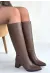 Roksa Acı Kahvei Cilt Topuklu Çizme (Numara: 39)