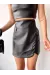 Cep Detaylı Oval Kapaklı Deri Etek Siyah H240048 (Beden: M)