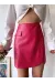 Cep Detaylı Oval Kapaklı Deri Etek Fuşya H240048 (Beden: S)