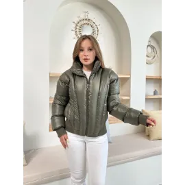 Puffer Kısa Mont Haki St25534 (Beden: L)