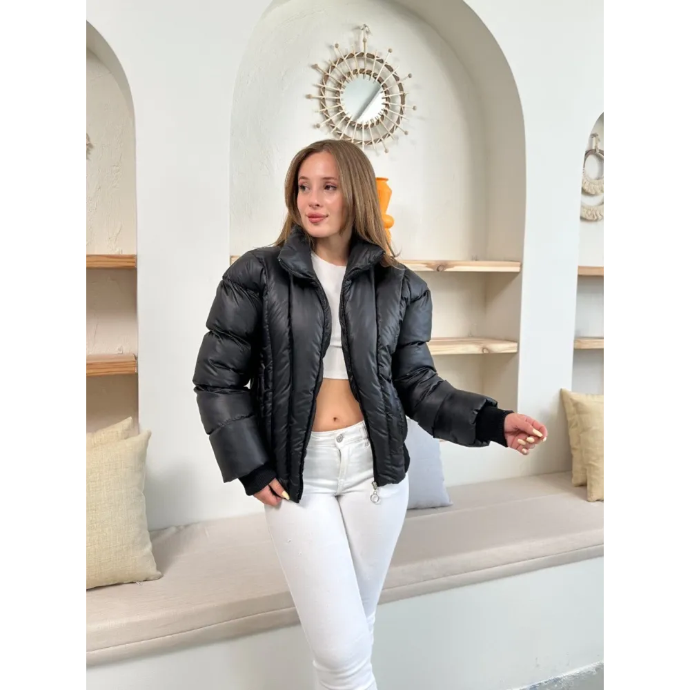 Puffer Kısa Mont Siyah St25534 (Beden: L)
