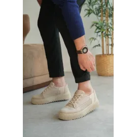 Kb-X516 Kuback Bej Süet Günlük Erkek Ayakkabı (Numara: 42)