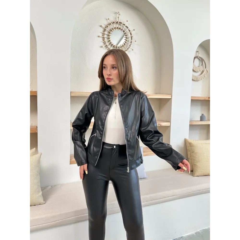 Mevsimlik Deri Ceket Siyah St255510 (Beden: M)