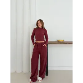 Balıkçı Yaka Örme Takım Bordo St265865 (Beden: Xl)