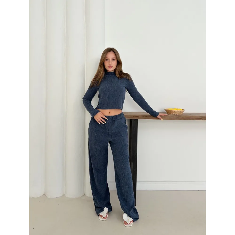 Balıkçı Yaka Örme Takım Lacivert St265865 (Beden: Xl)