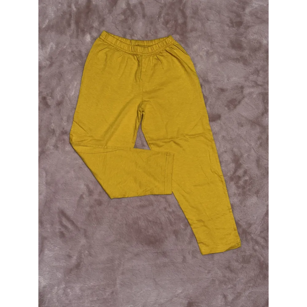 2-8 Yaş Erkek Çocuk Pijama Beli Lastikli Düz Renk Hardal (Beden: 4)