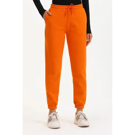 3 İplik Şardonlu Paça Lastikli Eşofman Turuncu İs001 (Beden: M)