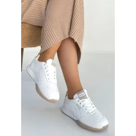 Tawen Beyaz Cilt Bağcıklı Spor Ayakkabı (Numara: 38)