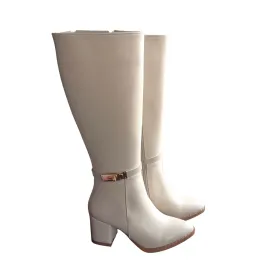 Jeoli Bej Cilt Topuklu Çizme (Numara: 39)