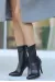 Verena Siyah Cilt Topuklu Streç Bot (Numara: 40)
