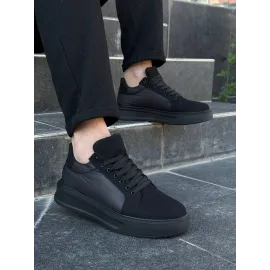 Kb-046 Kuback Siyah Paraşüt Siyah Yüksek Taban Günlük Spor Ayakkabı (Numara: 43)