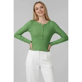 Çıtçıt Detaylı Bluz Yeşil T4343 (Beden: S)