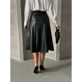 Komple Parçalı Deri Etek Siyah H26441 (Beden: M)