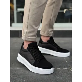 Kb-046 Kuback Siyah Paraşüt Beyaz Yüksek Taban Günlük Spor Ayakkabı (Numara: 41)