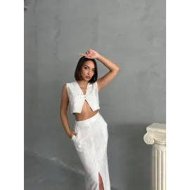 Çilek Takım Etek Yelek Beyaz (Beden: M)